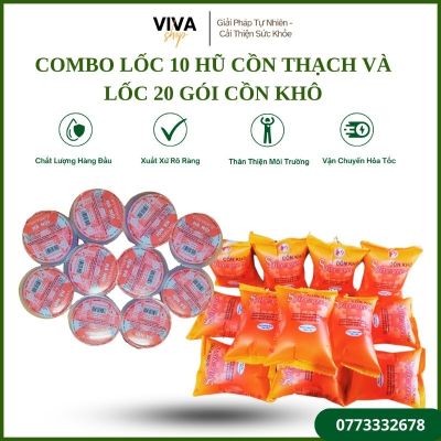 Combo Lốc 10 Hũ Cồn Thạch Và Lốc 20 Gói Cồn Khô